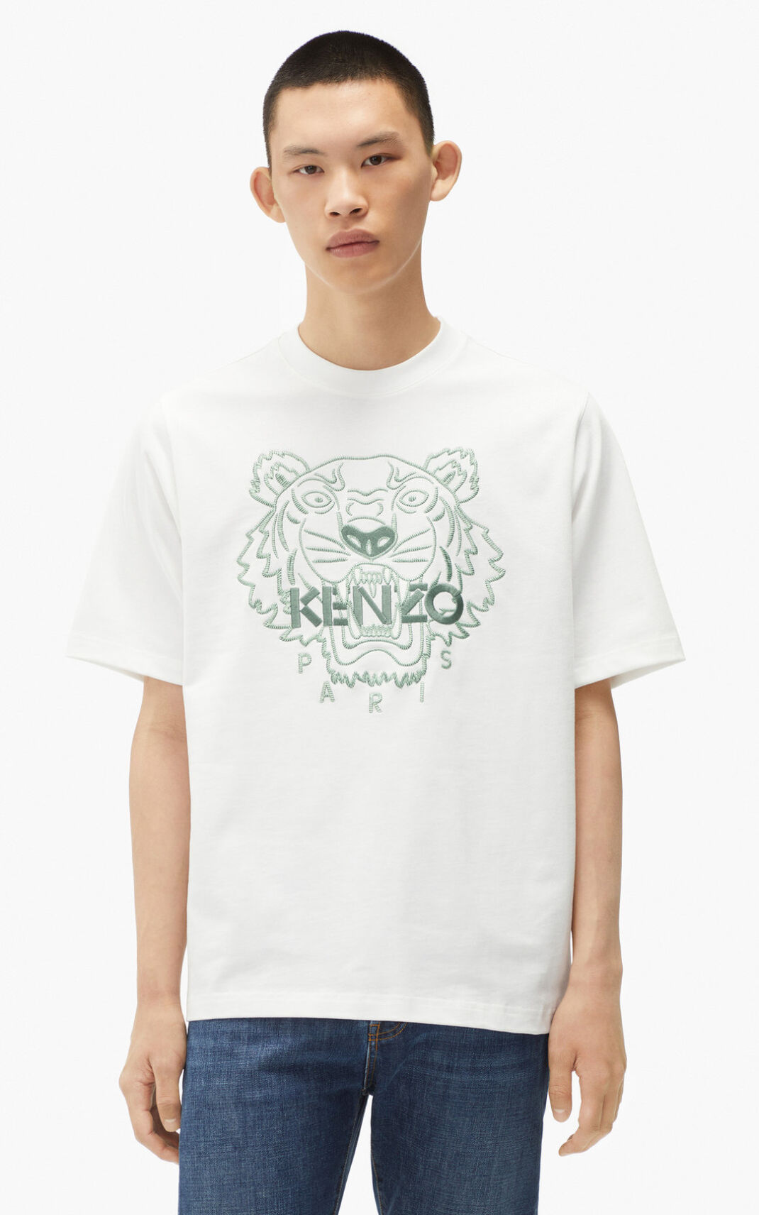 Kenzo Loose fitting Tiger Camisetas Hombre Blancas | 1357204-SJ